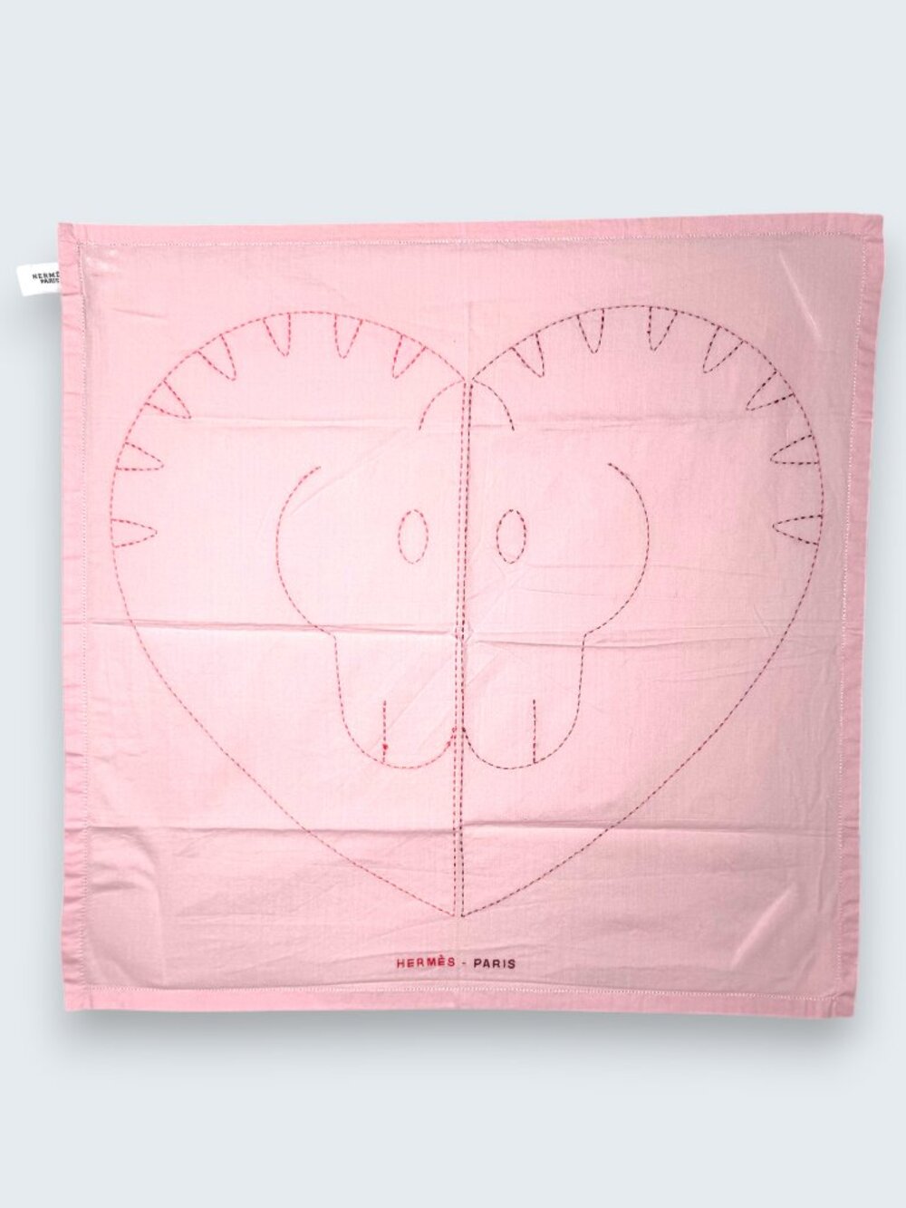 Hermes Vintage "With All My Heart" Small Pink Gavroche Scarf with COA - like new